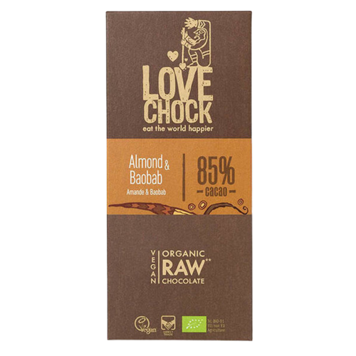 Chocolade (raw) tablet amandel & baobab - BIO - Lovechock - 70 gram