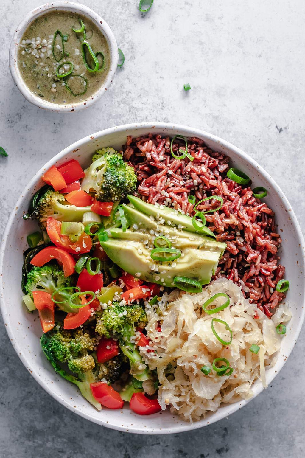 Sauerkraut, Black Rice And Veggie Bowl