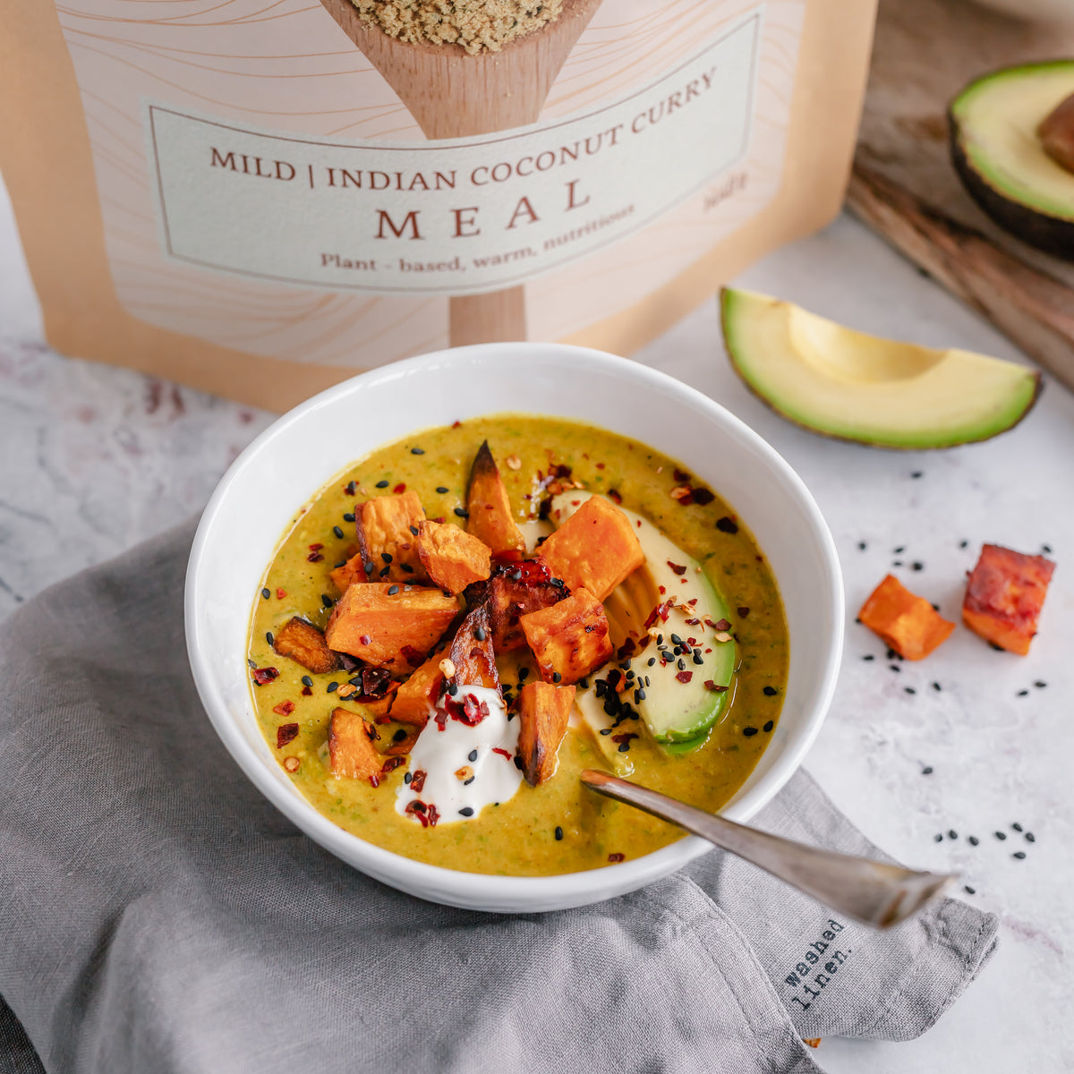 heerlijke kant-en-klaar maaltijd curry, enkel water toevoegen