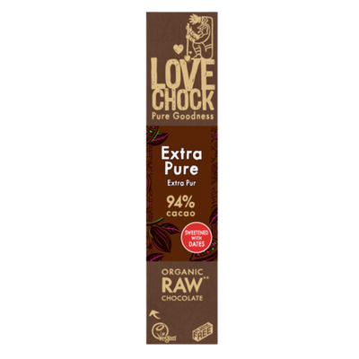 Lovechock Extra Puur: Rauwe Biologische Chocoladereep met 94% Cacao, Gezoet met Dadels