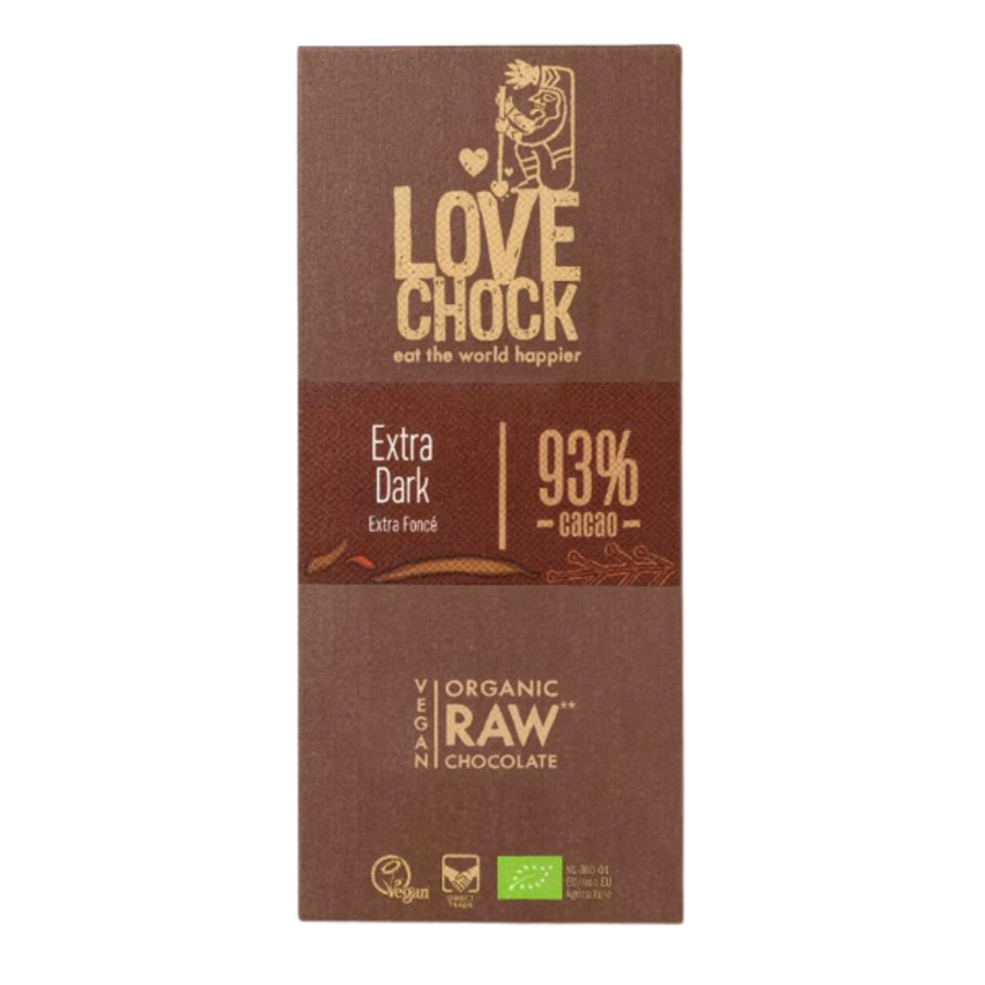 Chocolade Puur (93%): Rauwe Biologische Chocoladereep met 93% Cacao en Kokosbloesemnectar