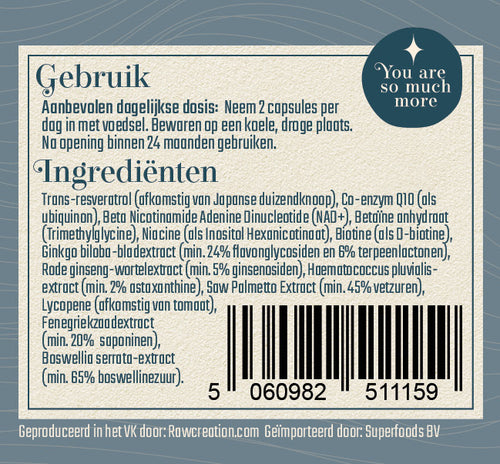 Longevity master Mannen - Superfoodies - 60 caps - 30 porties