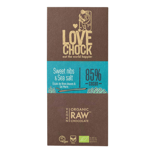 Chocolade (raw) tablet sweet nibs & zeezout - BIO - Lovechock - 70 gram