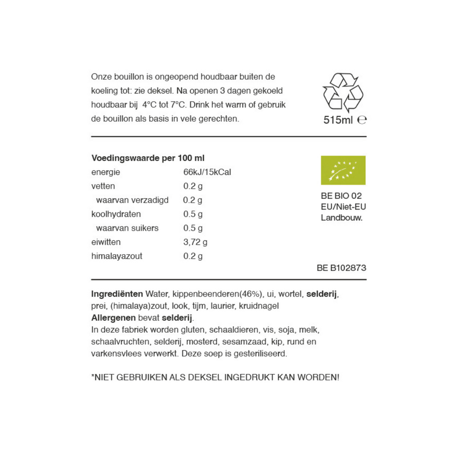 Botten bouillon kip - BIO - Bouillon Bar - 515 ml