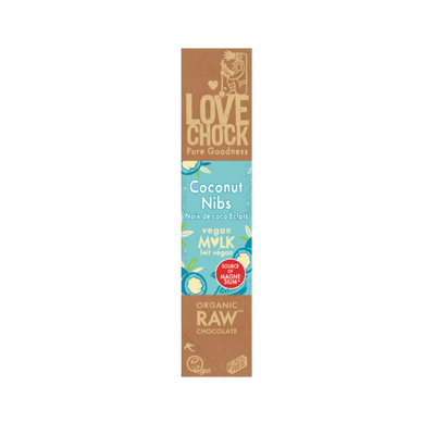 Rauwe biologische chocolade met romige kokos & cacaonibs