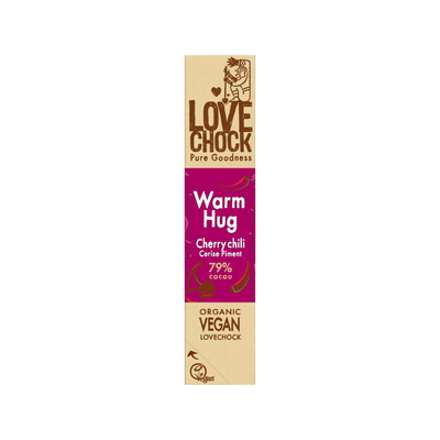 Lovechock Warm Hug: koudgemalen cacao met kersenzachtheid en chiliwarmte