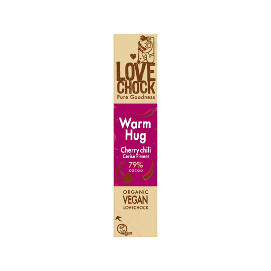 Lovechock Warm Hug: koudgemalen cacao met kersenzachtheid en chiliwarmte