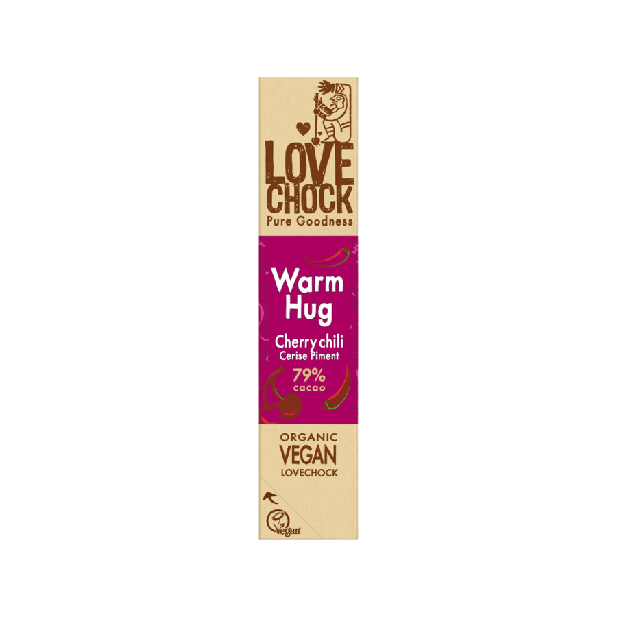 Lovechock Warm Hug: koudgemalen cacao met kersenzachtheid en chiliwarmte
