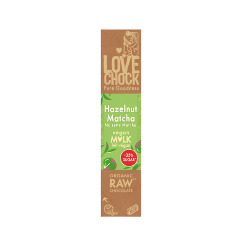 Chocolade (raw) hazelnoot matcha - BIO - Lovechock - 40 gram
