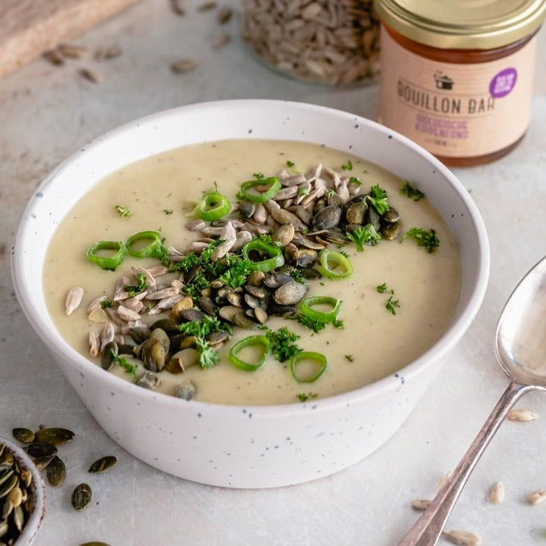 Soep met biologische kippenfond Bouillon Bar